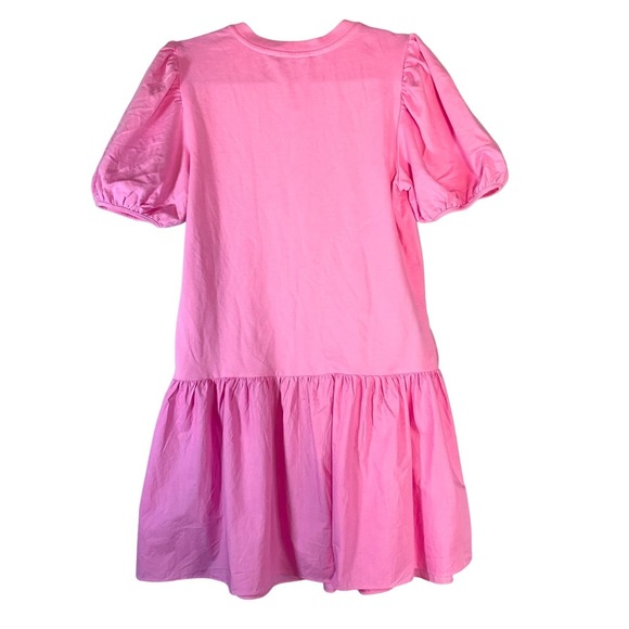 English Factory size Small Pink Puff Sleeve Tiered Cute Dress Drop Waist NWT - Picture 2 of 11
